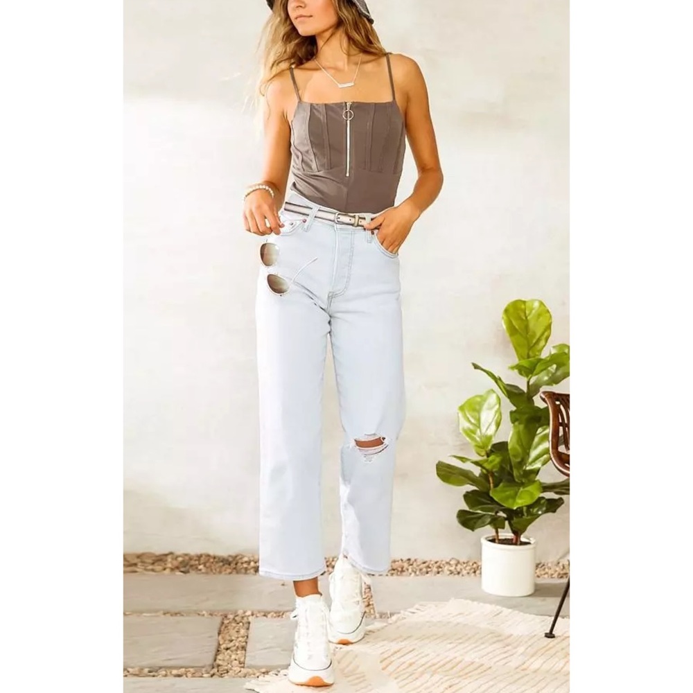 Levi's Light Blue Cropped Straight Ankle Jeans